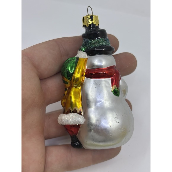 KSA Kurt S. Adler Snowman Glass Christmas Ornament Hugging Human - Picture 3 of 5